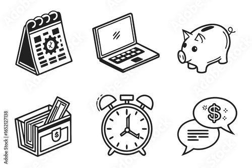 Business finance icons isolated on white background