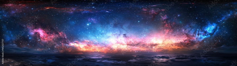 Fototapeta premium A stunning equirectangular panorama of a vibrant space nebula.