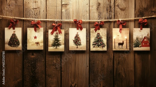 Capturing holiday cheer with photos on a wooden backdrop.