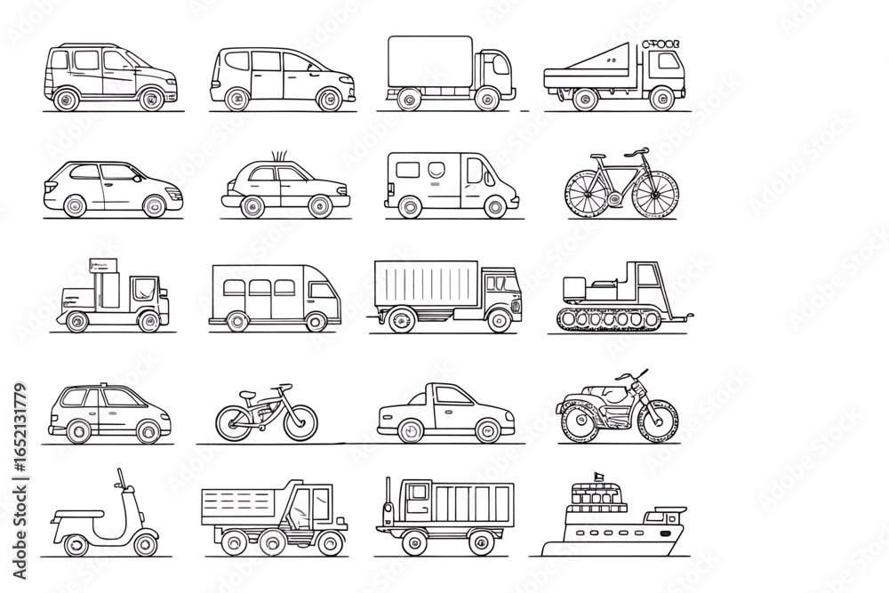 Naklejka premium A vibrant set of transportation and house icons for your next vector illustration