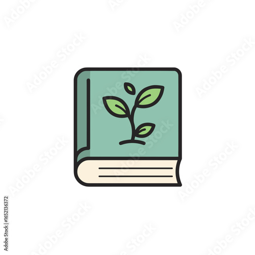 Illustrated book with plant design on green cover  