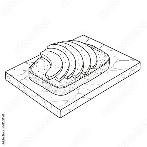 Monochrome avocado toast on a marble slab