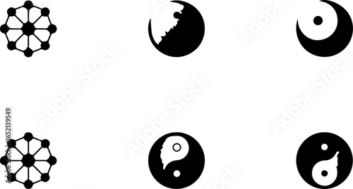 Abstract Taoist Balance Icon Set