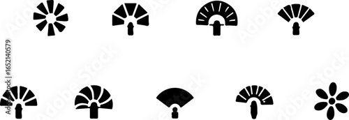 Set of 8 fan icons vector, black