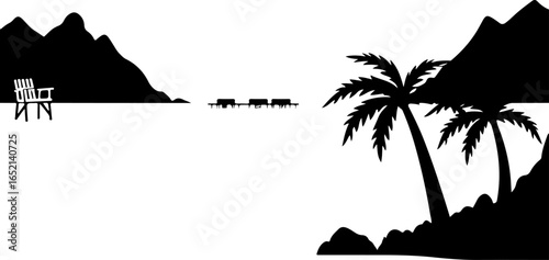 Tropical Beach Relaxation Under Palm Trees 