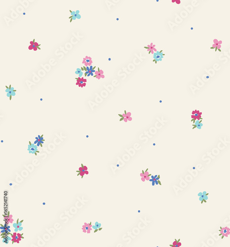 Ditsy multicolor cute and beautiful abstract pale yellow background seamless floral pattern