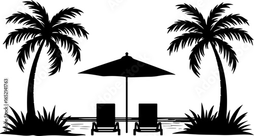 Tropical Beach Relaxation Under Palm Trees 