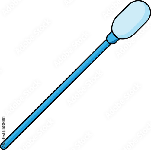Flat Illustration of a Single Cotton Swab for Hygiene or Medical Use