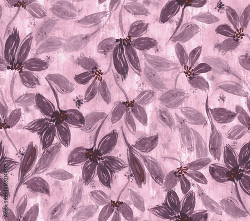  Textured watercolour DTM seamless floral pattern for fall