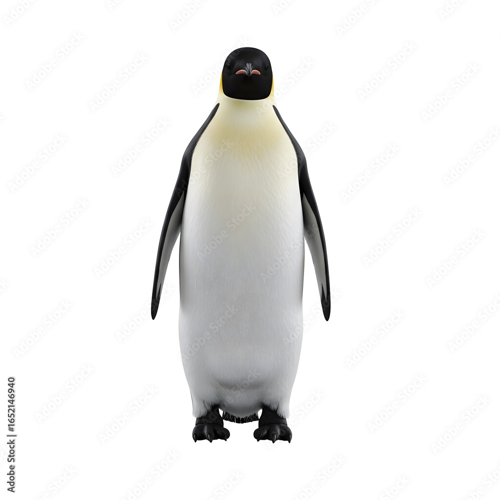 Fototapeta premium Emperor penguin facing camera isolated on white