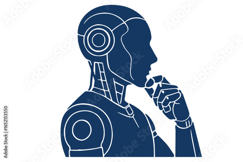 An AI robot thinking vector illustration.