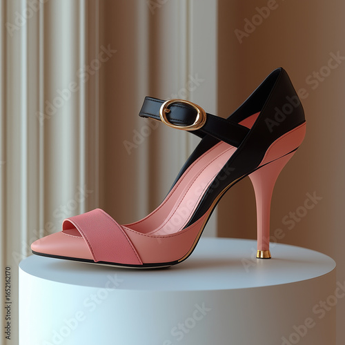 Pink and Black Strappy Stiletto
