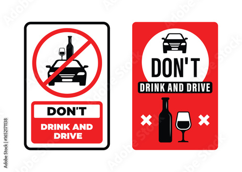 Don't drink and drive, sticker label. Prohibition symbol vector.  