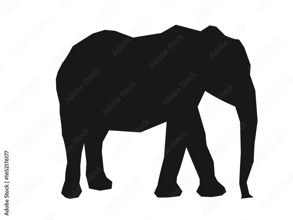Obraz premium Black silhouette vector icon of an elephant in a bold, minimal style. Ideal for safari themes, wildlife branding, educational materials, logos, and animal-related graphic design projects.
