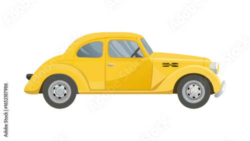 Vintage yellow car illustration vector classic automobile design retro vehicle transport graphic image isolated