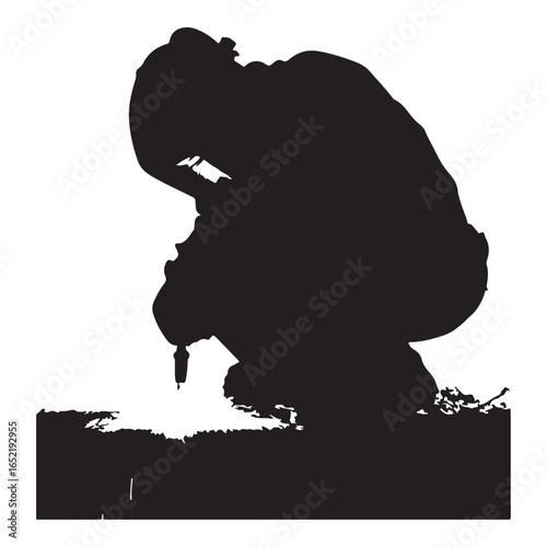 Kneeling Person Silhouette Vector Art