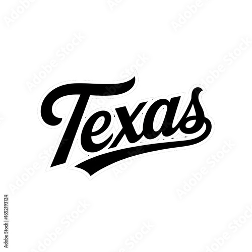 Stylized Texas lettering design showcasing bold typography with a classic aesthetic