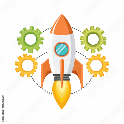 An abstract gear business concept representing teamwork and technological innovation