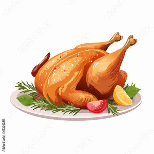 Delicious roasted chicken and vegetables on a plate, a healthy meal for dinner