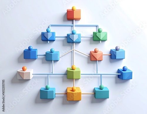 Colorful 3D organizational chart