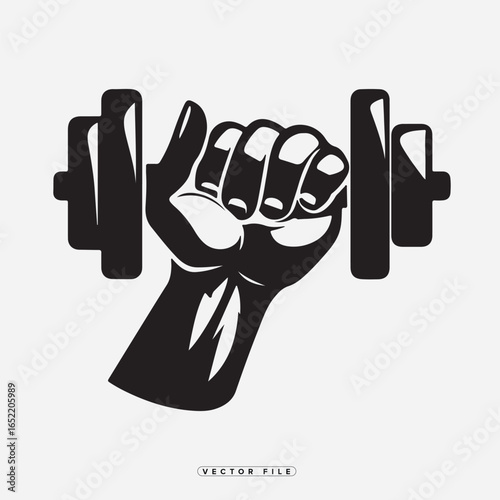 A clenched fist holding a dumbbell in a powerful grip