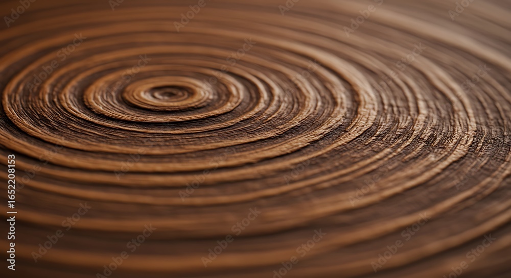 Naklejka premium Macro View of Concentric Wood Grain Rings, Evoking Natural Growth and Time