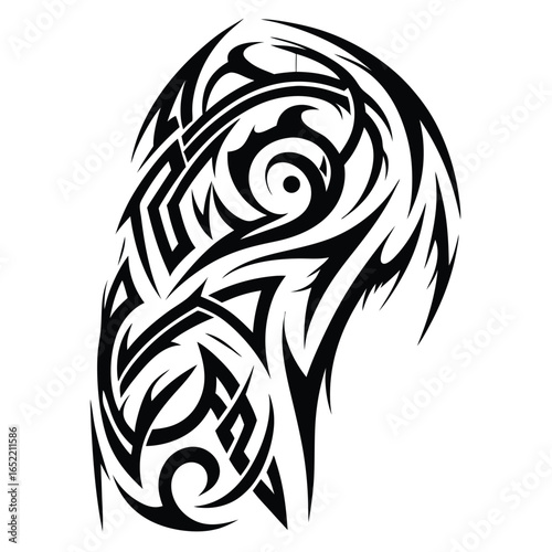 Wallpaper Mural Abstract Black Tribal Tattoo Shape, Ornament Design on White Background Torontodigital.ca