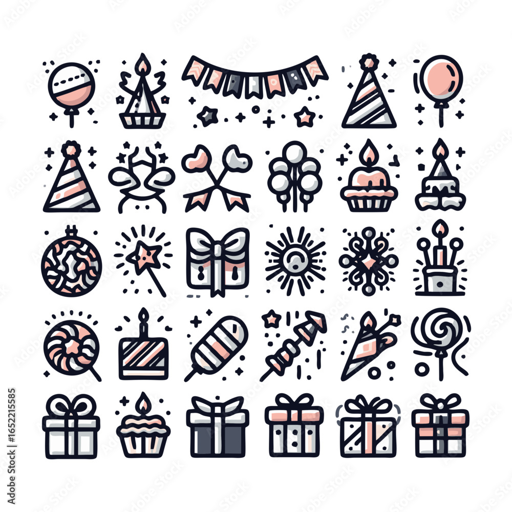 Fototapeta premium party decorations, icons set