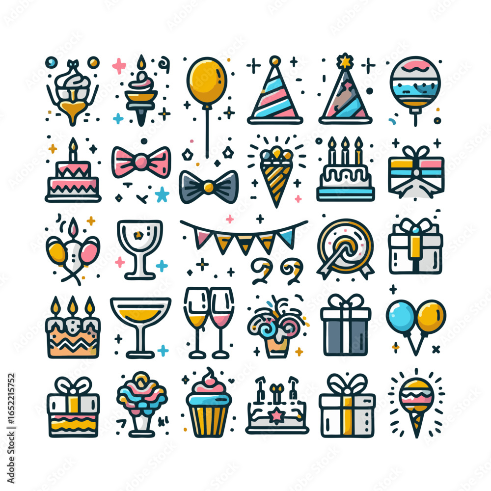 Fototapeta premium party decorations, icons set