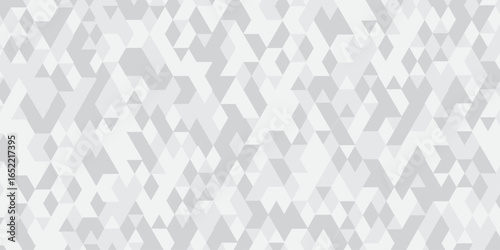 Abstract geometric white and gray background. seamless mosaic and low polygon triangle texture wallpaper. Triangle shape retro wall grid pattern geometric ornament tile vector square element.	