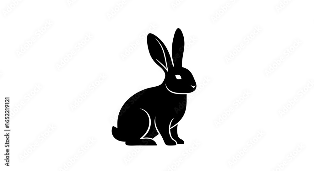 Fototapeta premium Sleek black silhouette of a rabbit, an iconic symbol of spring and nature, ideal for various design projects, embodying speed, agility, and a gentle presence.
