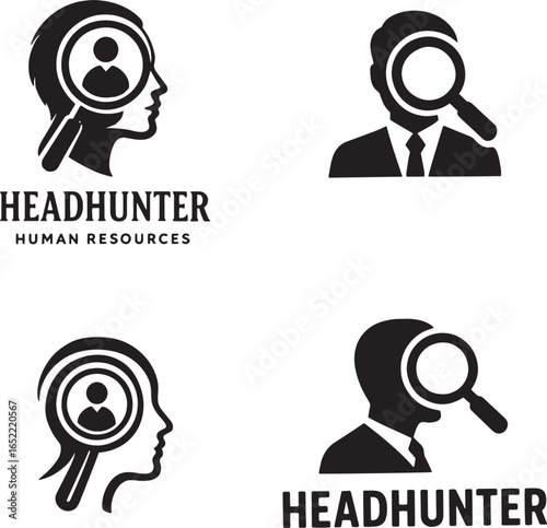 set of headhunter or human resources logo
