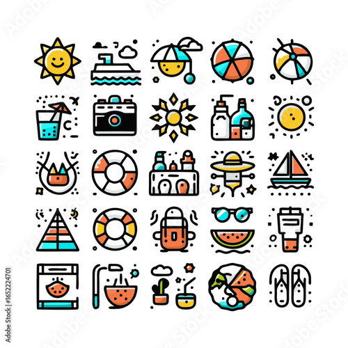 Summer, icons set