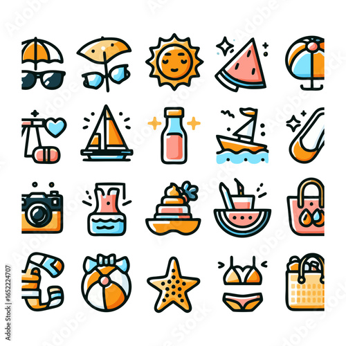 Summer, icons set