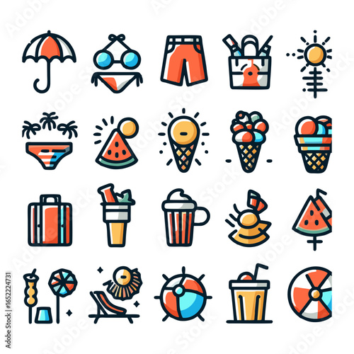 Summer, icons set