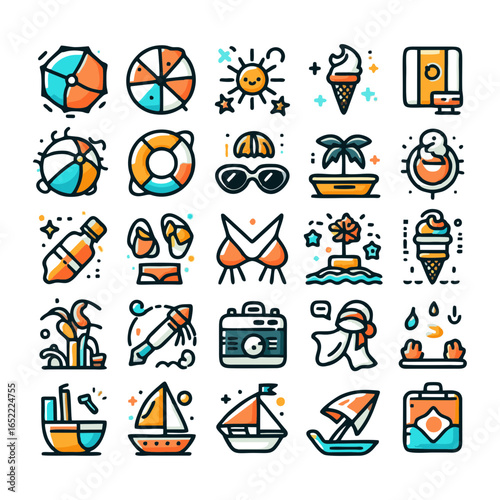 Summer, icons set