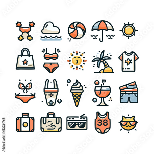 Summer, icons set