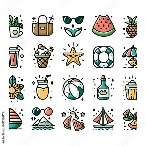 Summer, icons set