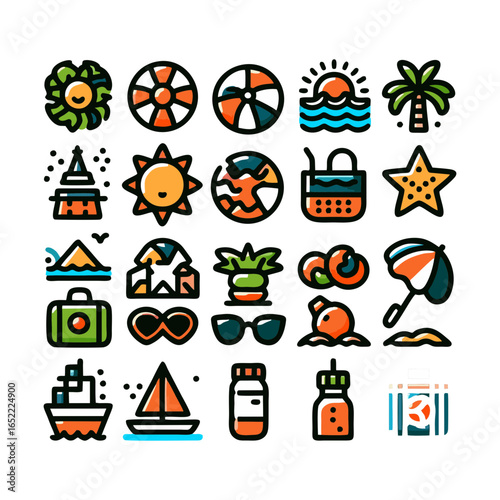 Summer, icons set