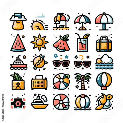 Summer, icons set