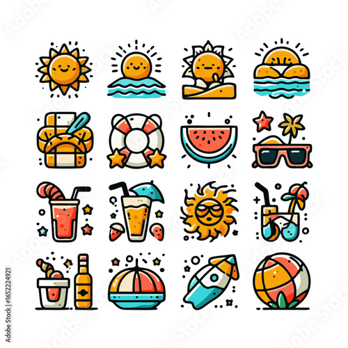 Summer, icons set