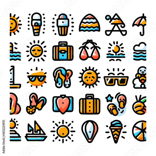 Summer, icons set