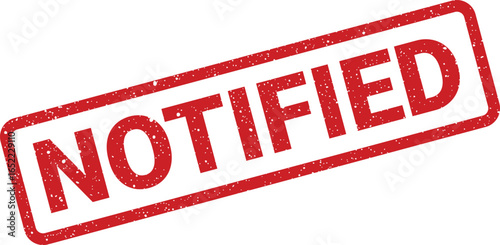 Red rubber stamp with the word NOTIFIED in bold capital letters