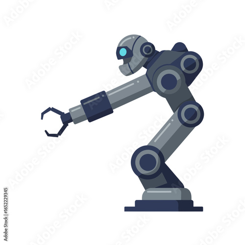Isolated vector illustration of a mechanical arm, featuring a robotic arm design, concept for industrial automation, futuristic technology and robotic engineering