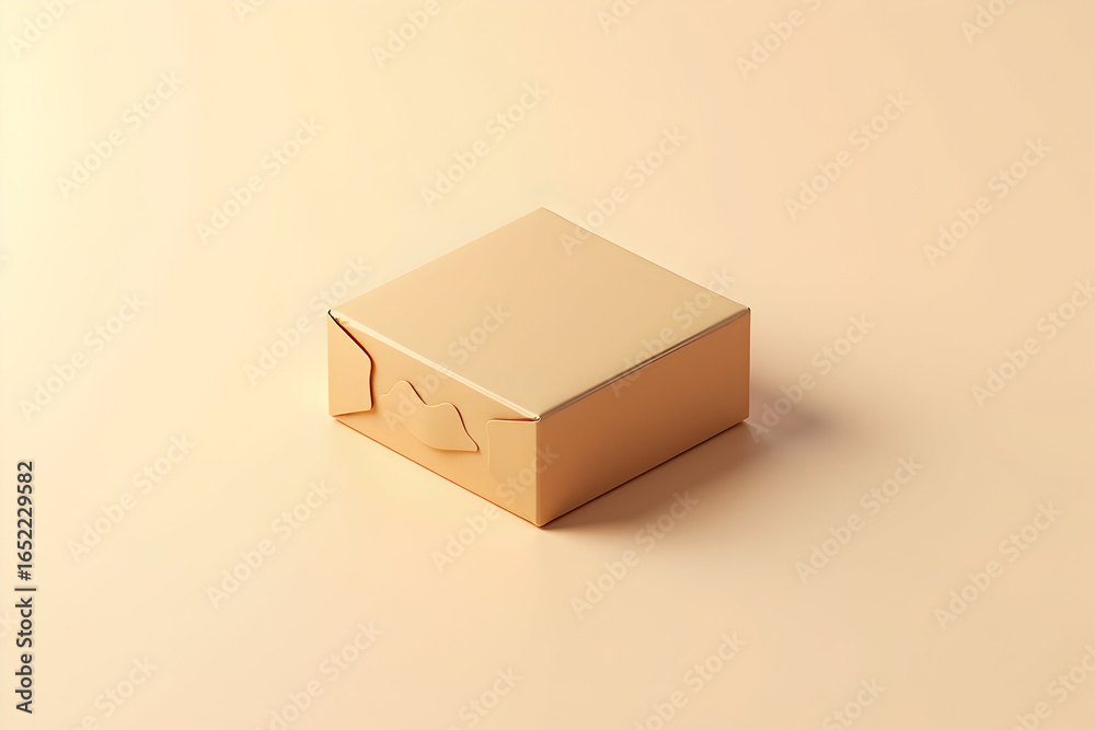 Obraz premium Minimalist presentation featuring a neatly folded peach colored box against a soft gradient backdrop