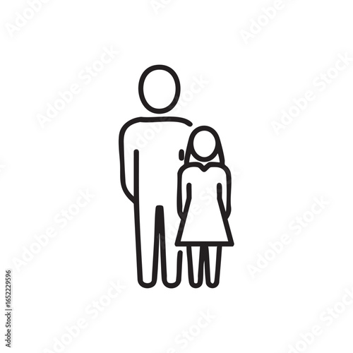 Father and daughter linear icon vector illustration depicting parenthood and family bonds simple representation of a family unit