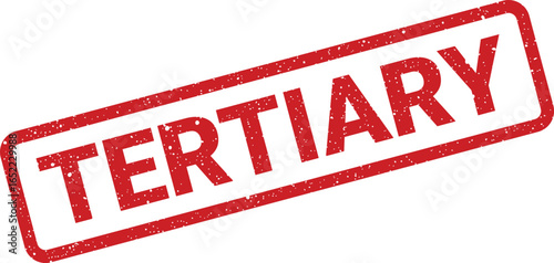 Red Rubber Stamp with the Word Tertiary