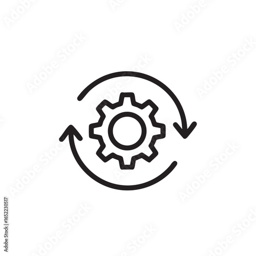 Gear with Circular Arrows Symbolizing Process Optimization and Continuous Improvement in System or Workflow