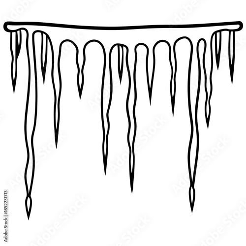 Icicles line art vector illustration