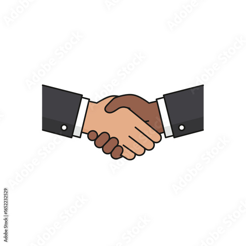 Two hands clasped together in a handshake, symbolizing agreement and partnership.